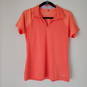Nike Polo Shirt Womens Medium Orange Dri Fit Tour Performance Casual Golf Tennis